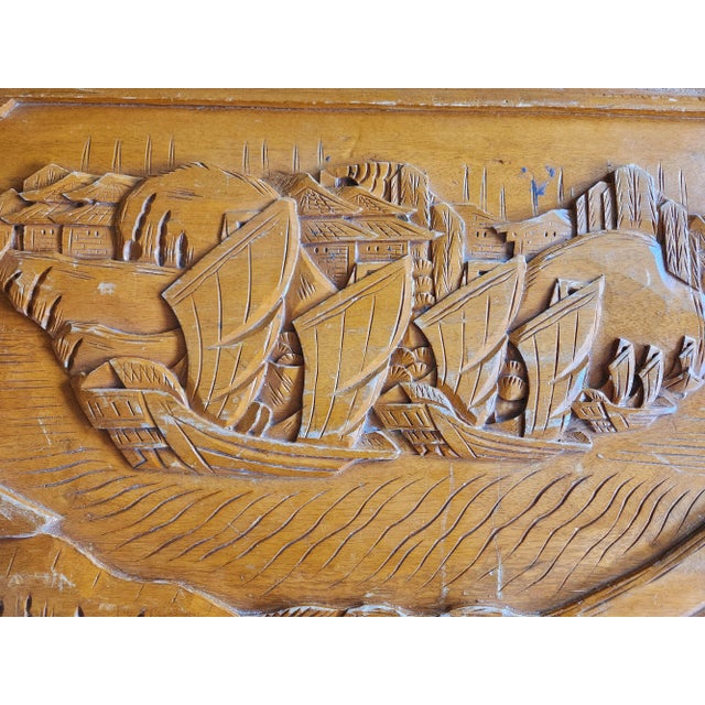 Mid 20th Century Asian Hand Carved Wooden Trunk - Hope Chest For Sale - Image 12 of 13
