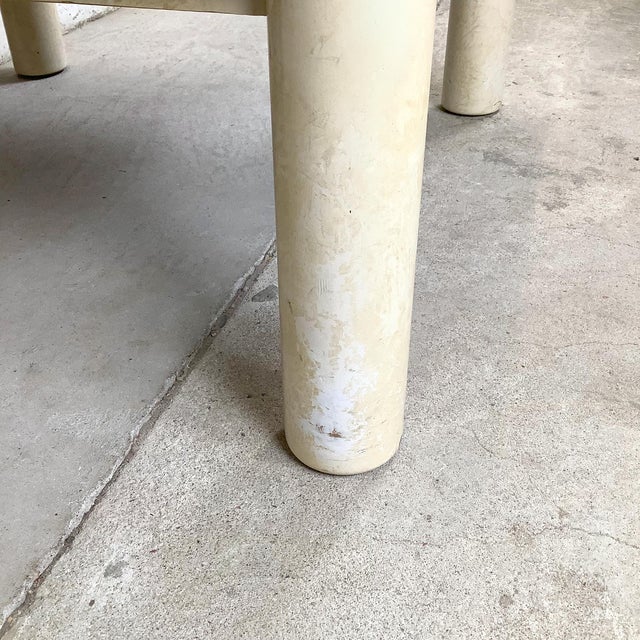 1980s Lane Postmodern Faux Parchment Coffee Table With Sculptural Cylinder Legs For Sale - Image 11 of 18