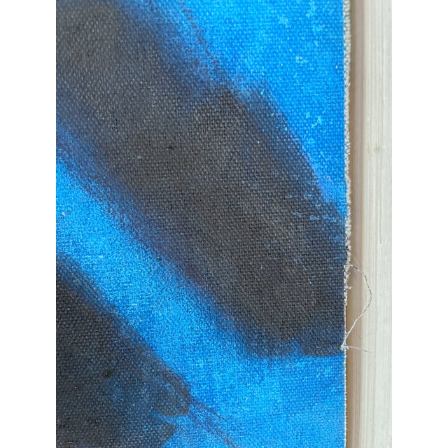 "Far-Flung" Blue and Black Textured Original Painting For Sale In Austin - Image 6 of 9