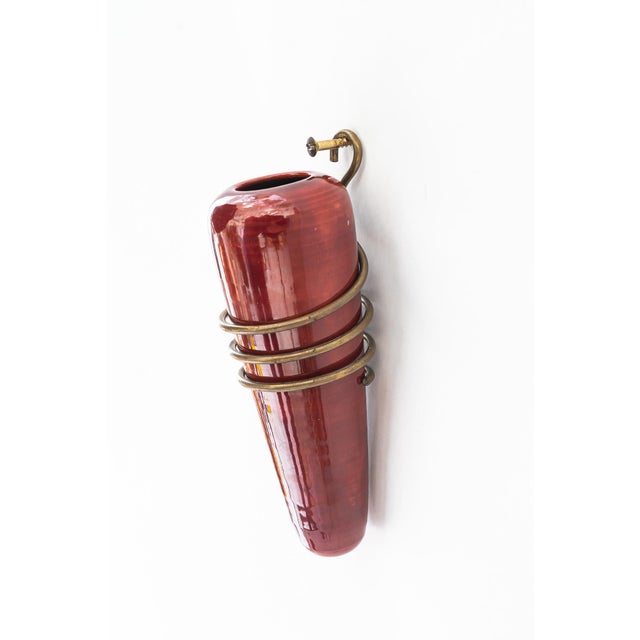 Gold Wall Ceramic Vase with Mount, 1950s For Sale - Image 8 of 8