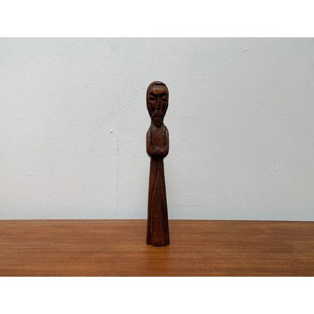 Vintage Wooden Sacral Figurine Sculpture For Sale - Image 6 of 18
