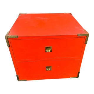 Mid 20th Century Red Campaign Cube 2 Drawers Nightstand For Sale