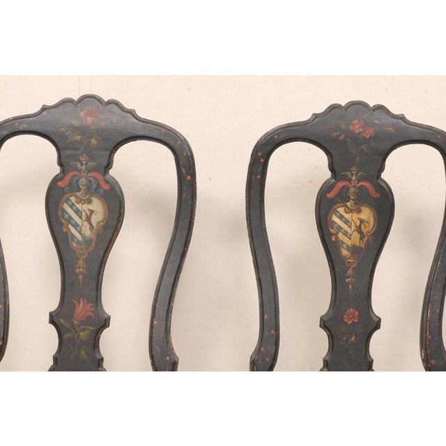 French Country Pair Painted Chairs, 19th C. For Sale - Image 9 of 11