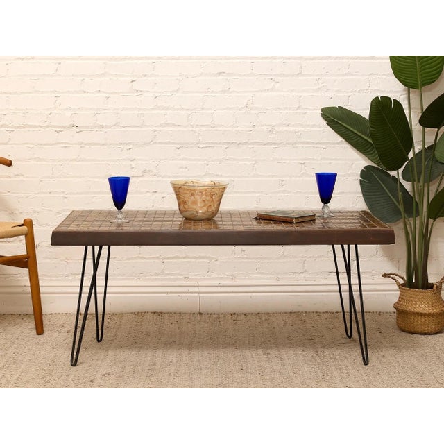 Mid 20th Century Vintage Mid-Century Modern Mosaic Tile Coffee Table With Hairpin Legs For Sale - Image 5 of 10