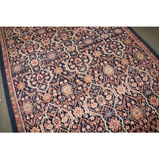 Mid 20th Century Vintage Navy Mahal Wide Long Runner - 5'8" x 21'10" For Sale - Image 5 of 7