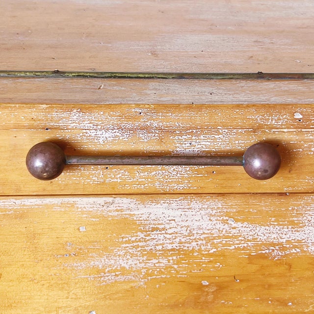 Vintage Large Wood Box With Brass Details and Ball Handle For Sale - Image 4 of 5