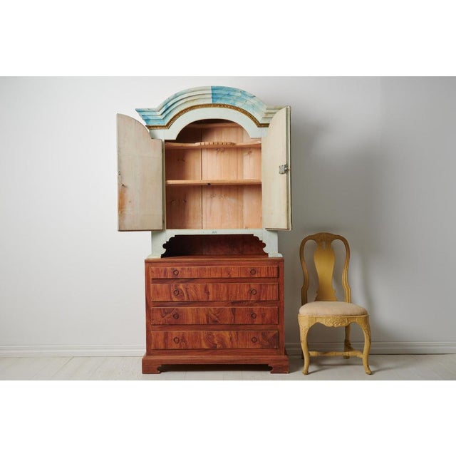 Antique Northern Swedish Tall Pine Rococo Country Cabinet For Sale - Image 6 of 18