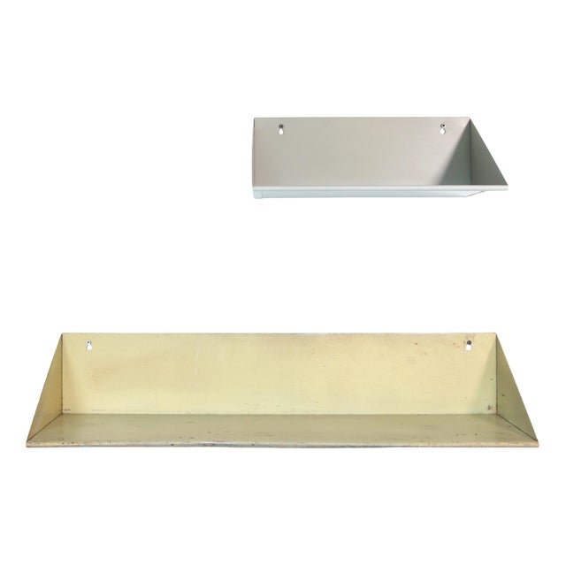 Metal Wall Shelves in Yellow and Gray by Constant Nieuwenhuys for Asmeta, 1950s, Set of 2 For Sale