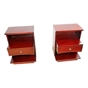 1950s Three Tier Kent Coffey the Sovereign Nightstands with Middle Drawer - a Pair