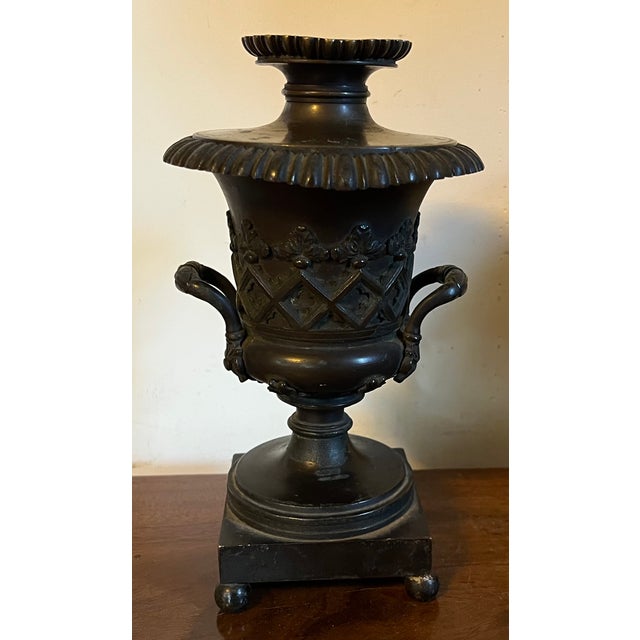 Antique Early 19th Century English Regency Bronze Urn Form Cassoulet Candlestick Holder in the Gothic Taste Circa 1820 For Sale - Image 13 of 14