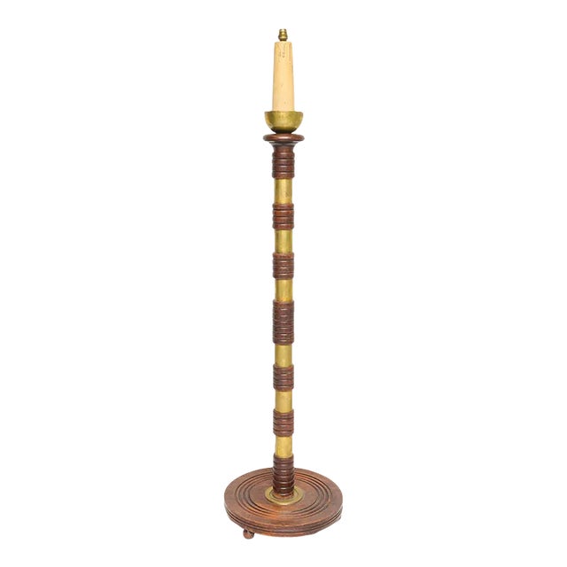 Sculptural French Mid-Century Floor Lamp With Brass Rings For Sale