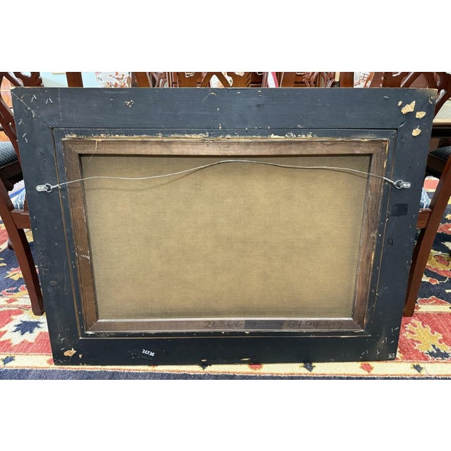 Mid 20th Century Original Classical Landscape Oil Painting With River and Architectural Ruins - Signed For Sale - Image 10 of 11