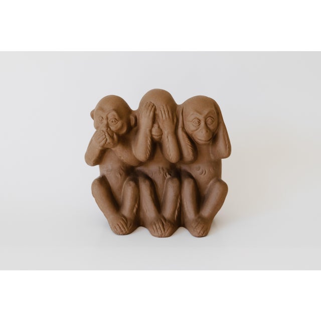 Mid Century Modern 1950s Speak No See No Hear No Evil Matte Ceramic Monkeys Max Heinz Karlsruher Majolika For Sale - Image 13 of 13
