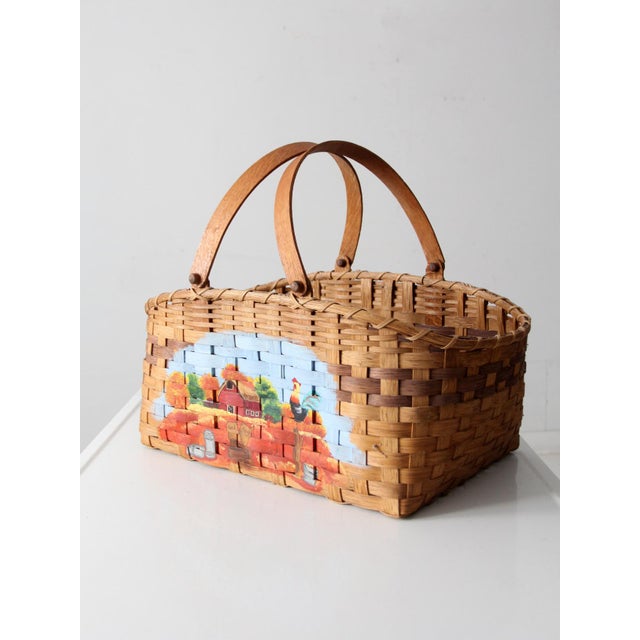 Vintage Hand-Painted Farmhouse Basket For Sale - Image 10 of 13