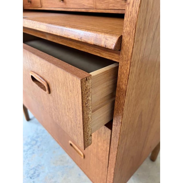 Teak Semi-Circular Secretary Desk with Lock, Denmark, 1950s For Sale - Image 9 of 11