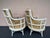 An incredible pair of rare, vintage Henry Olko for Willow & Reed rattan swivel bucket chairs with damask cushions. This...