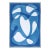 2024 / Abstract Mid-Century Floating Shapes in White and Blue, Handmade Cyanotype on Watercolor Paper For Sale