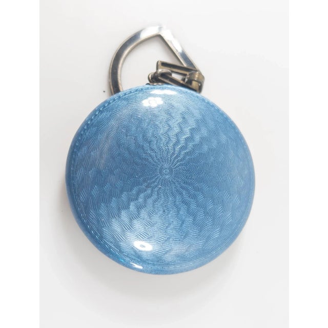 Early 20th Century Blue Guilloche Enamel Floral and Sterling Silver Makeup Compact For Sale - Image 11 of 11