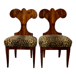 A Pair of Large 19th Century Mahogany Biedermeier Period Side Chairs
