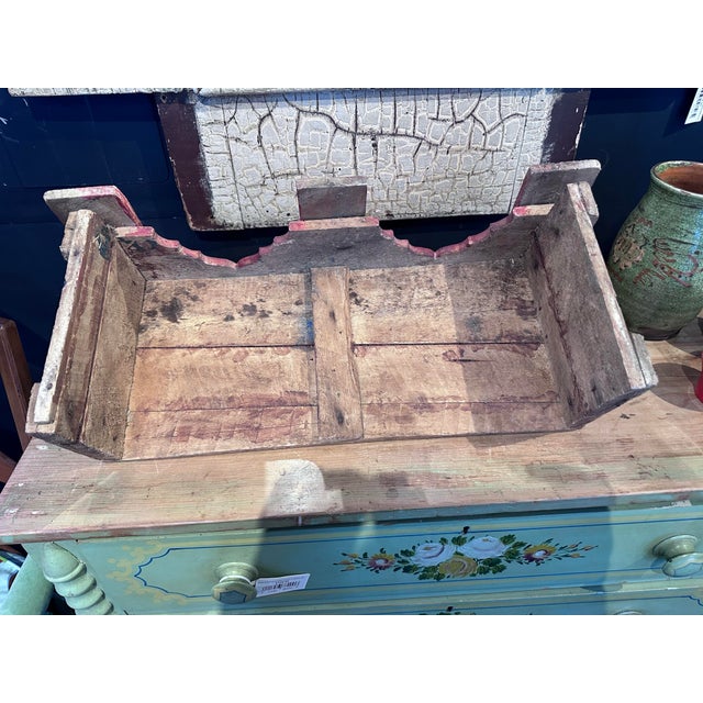 Wood 1950s Folk Art Painted Shelf or Stand For Sale - Image 7 of 12