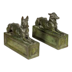 Pair of Bronze Dogs by f.b Godwin