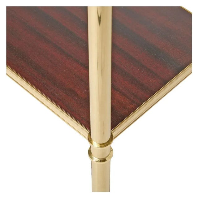 Billy Baldwin Style Tall Brass & Mahogany Seven Shelf Etagere For Sale - Image 4 of 5