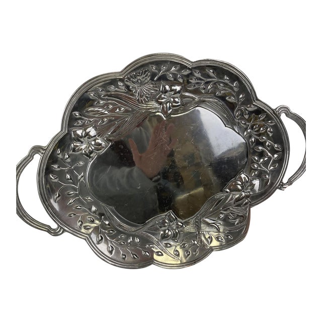 Lenox Butterfly Meadow Handled Serving Tray Iris Floral Metal Silver Platter For Sale