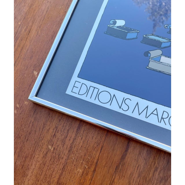 Blue Vintage Michel Granger "Editions Marque" Framed Foil Print Poster. For Sale - Image 8 of 13