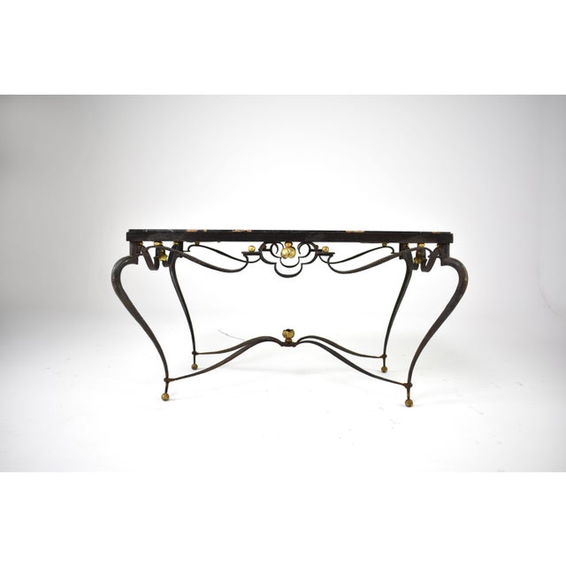 René Drouet French Brass & Marble Coffee Table Attributed to René Drouet, Circa 1945 For Sale - Image 4 of 13