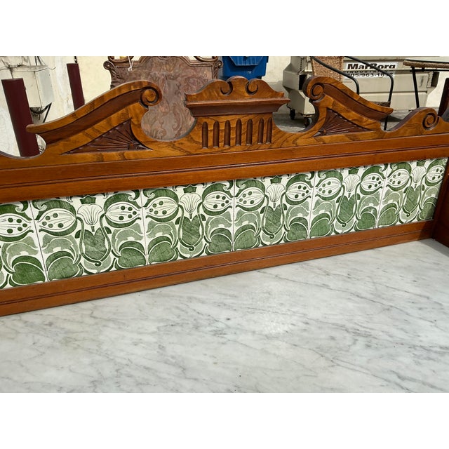 Early 20th Century Victorian-Style Rolling Work Cabinet With Marble Top and Decorative Tile For Sale - Image 4 of 7