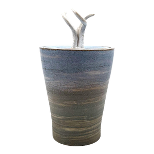 Mid-Century Modern Style Blue Artistic Ceramic Vase, Gabriele Bucci Italy Ca. 2000s