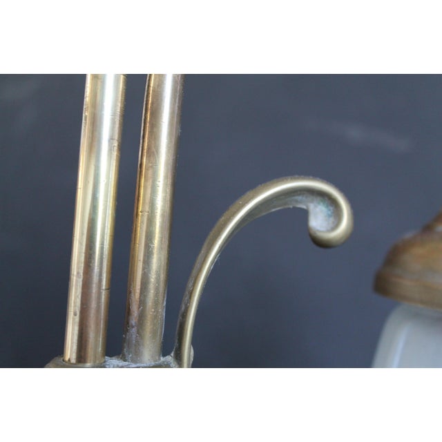 Edwardian Style Brass Rise and Fall Table Lamps with Shades, 1970s, Set of 2 For Sale - Image 9 of 11