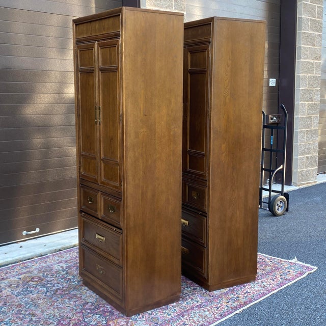 1990s Stanley Furniture Campaign Style Bedroom Storage Armoires a