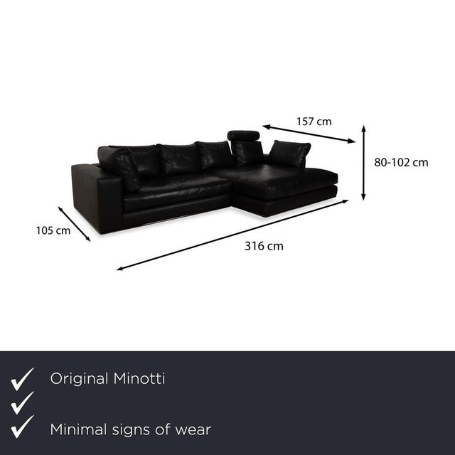 This black Minotti Hamilton leather sofa combines timeless design with maximum comfort. The spacious seat and adjustable...