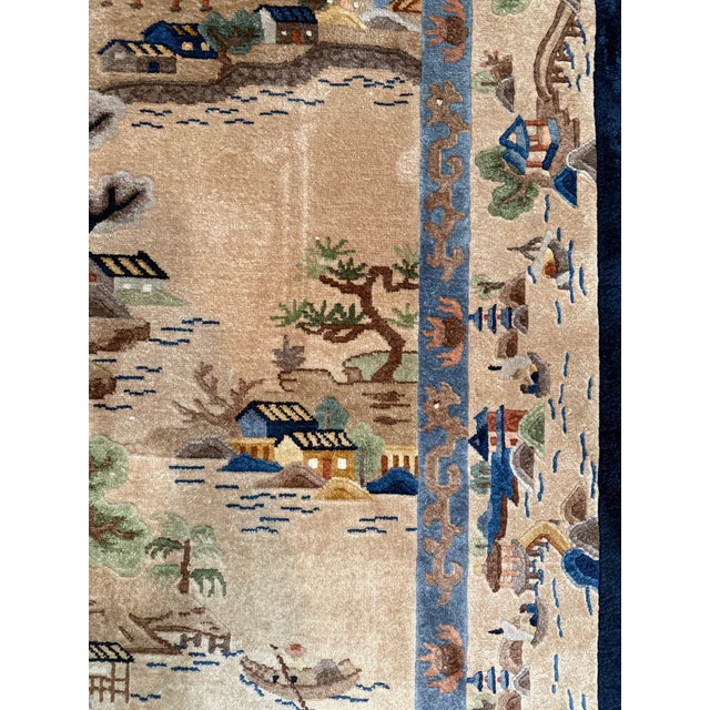 Mid-20th Century Chinese Art Deco Wool and Silk Rug 4'0" X 6'0" For Sale - Image 11 of 12