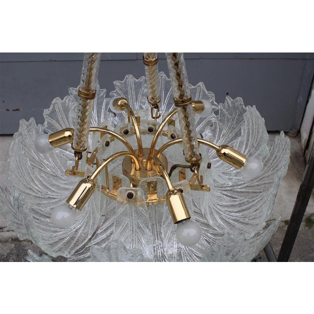 Italian Flower Ceiling Light in Murano Glass & Metal, 1970s For Sale - Image 3 of 18