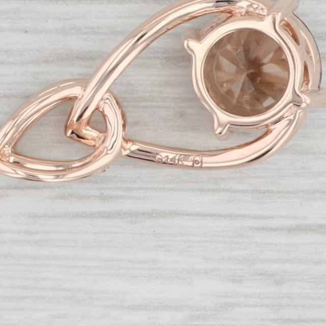 New 3.65ctw Brown Zircon Diamond Teardrop Pendant 14k Rose Gold Floating Drop For Sale - Image 4 of 5