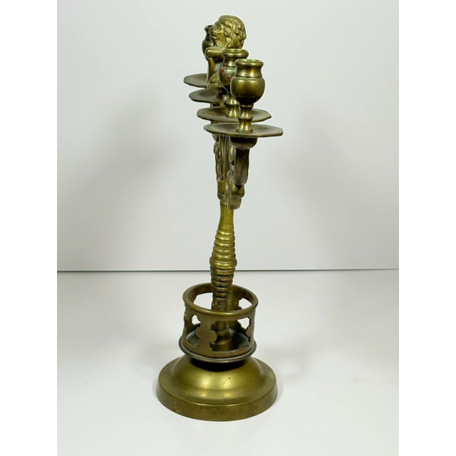 English Antique Brass Candelabrum For Sale - Image 3 of 4