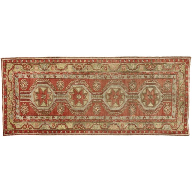 Textile Vintage Turkish Oushak Gallery Rug, Wide Hallway Runner - 05'05 X 12'10 For Sale - Image 7 of 7