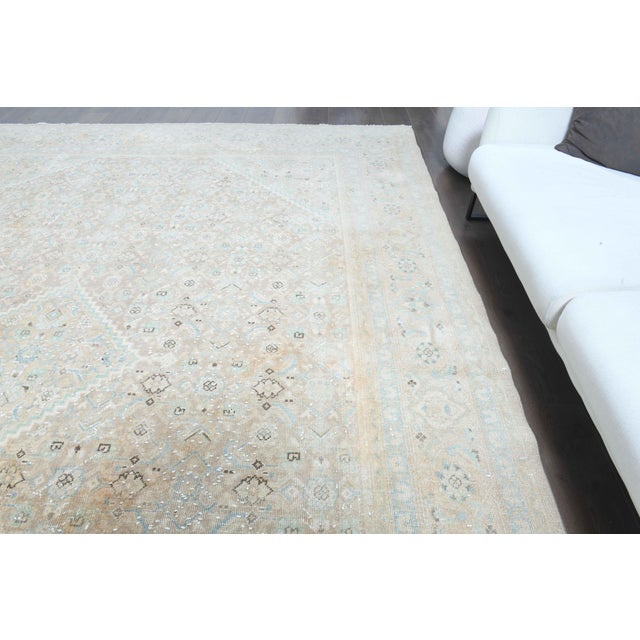 1970s Vintage Persian Handmade Wool Cotton Light Beige Area Rug For Sale In San Francisco - Image 6 of 11