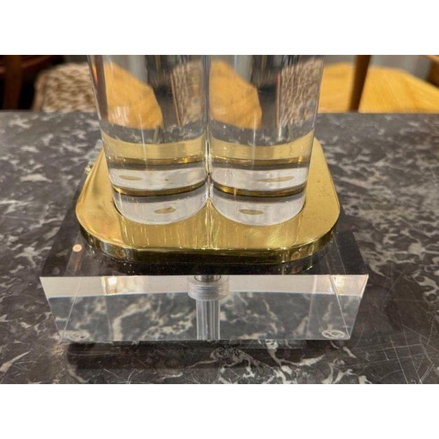 Mid-Century Modern Mid Century Modern Lucite and Brass Lamps For Sale - Image 3 of 5