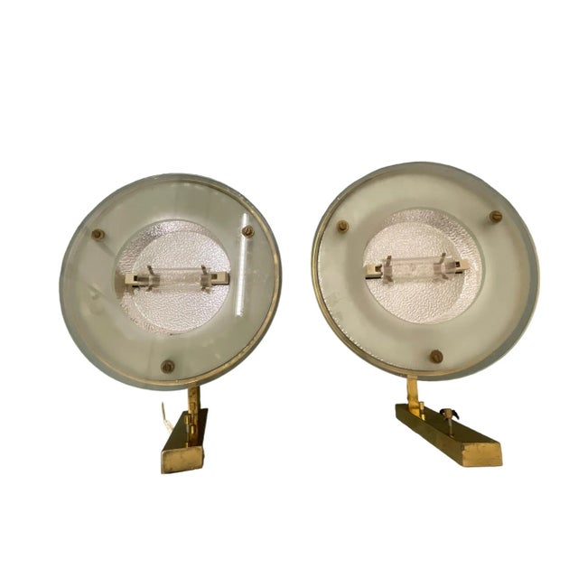 Metal Italian Large Mid-Century Brass Sconces, 1950s, Set of 2 For Sale - Image 7 of 9