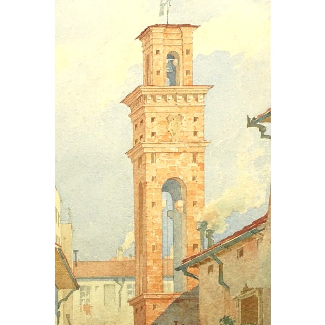 Carl Mell, View of the Church of the Holy Apostles in Florence, 20th Century, Watercolor For Sale - Image 7 of 18