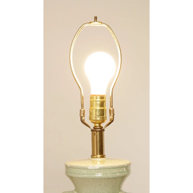 Metal 1990s Asian Style Celadon Elephant Urn Table Lamp For Sale - Image 7 of 13