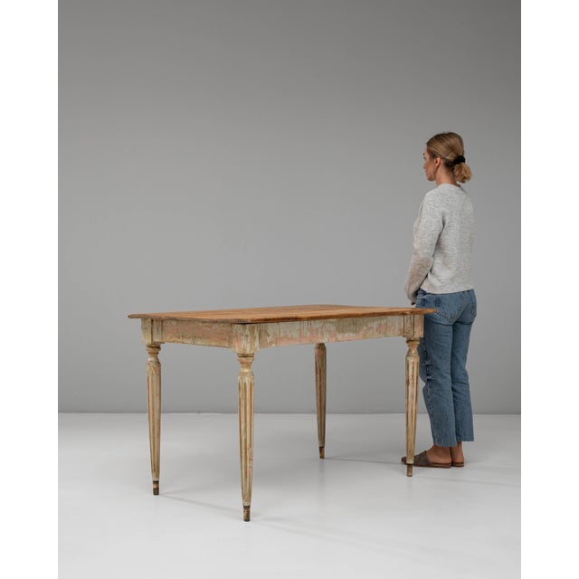 Gustavian (Swedish) 20th Century French Gustavian Wood Patinated Side Table For Sale - Image 3 of 18