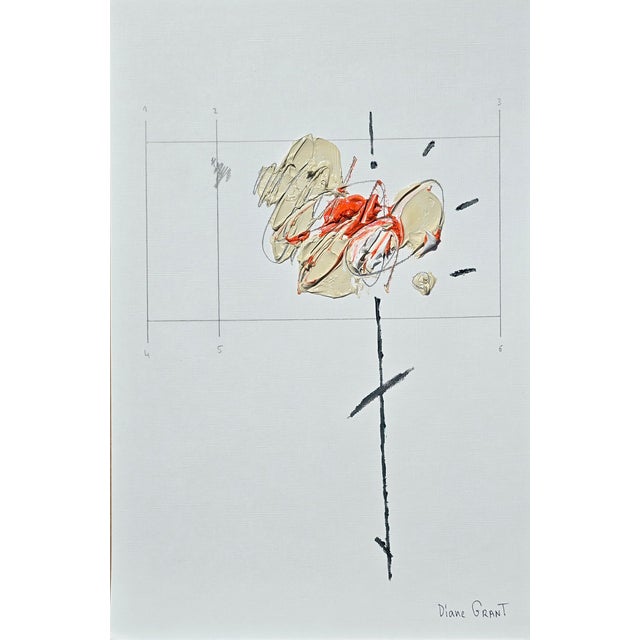 Organic Modern Minimalist Flower Study. Oil and pencil on high quality 'Hahnemuhle' Canvas Grain Fine Art paper. Original...