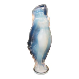 Sabino France Opalescent Glass Reveil Nude Female Silhouette Art Deco Sculpture For Sale