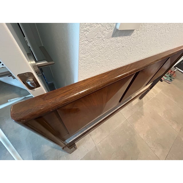 Brown 1960s Vintage Diamond Walnut Queen, Headboard For Sale - Image 8 of 8