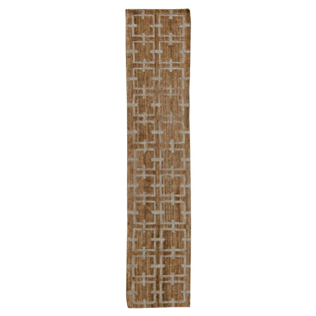 Modern Harvin Hand-Knotted Hemp & Silk Runner by Doris Leslie Blau For Sale