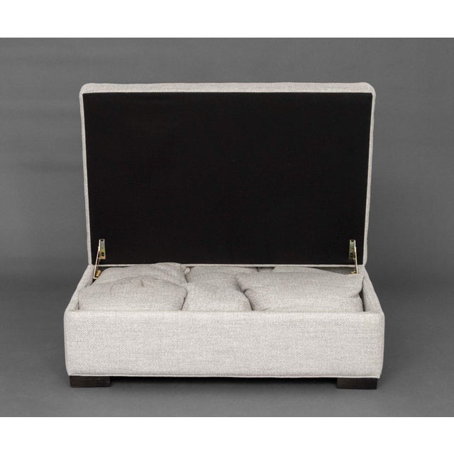 Crate & Barrel Contemporary Gray Upholstered Storage Ottoman For Sale - Image 4 of 9